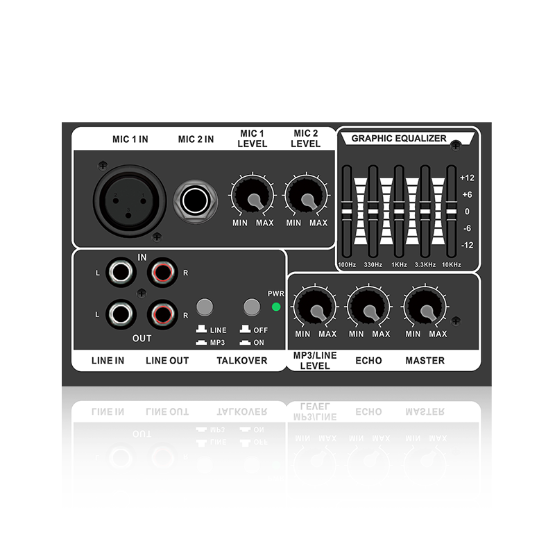 PL13-5EQ+AC: دو کانال میکروفون و ماژول تابعی آنالوگ افقی با اولویت میکروفون برای تقویت کننده کلاس AB