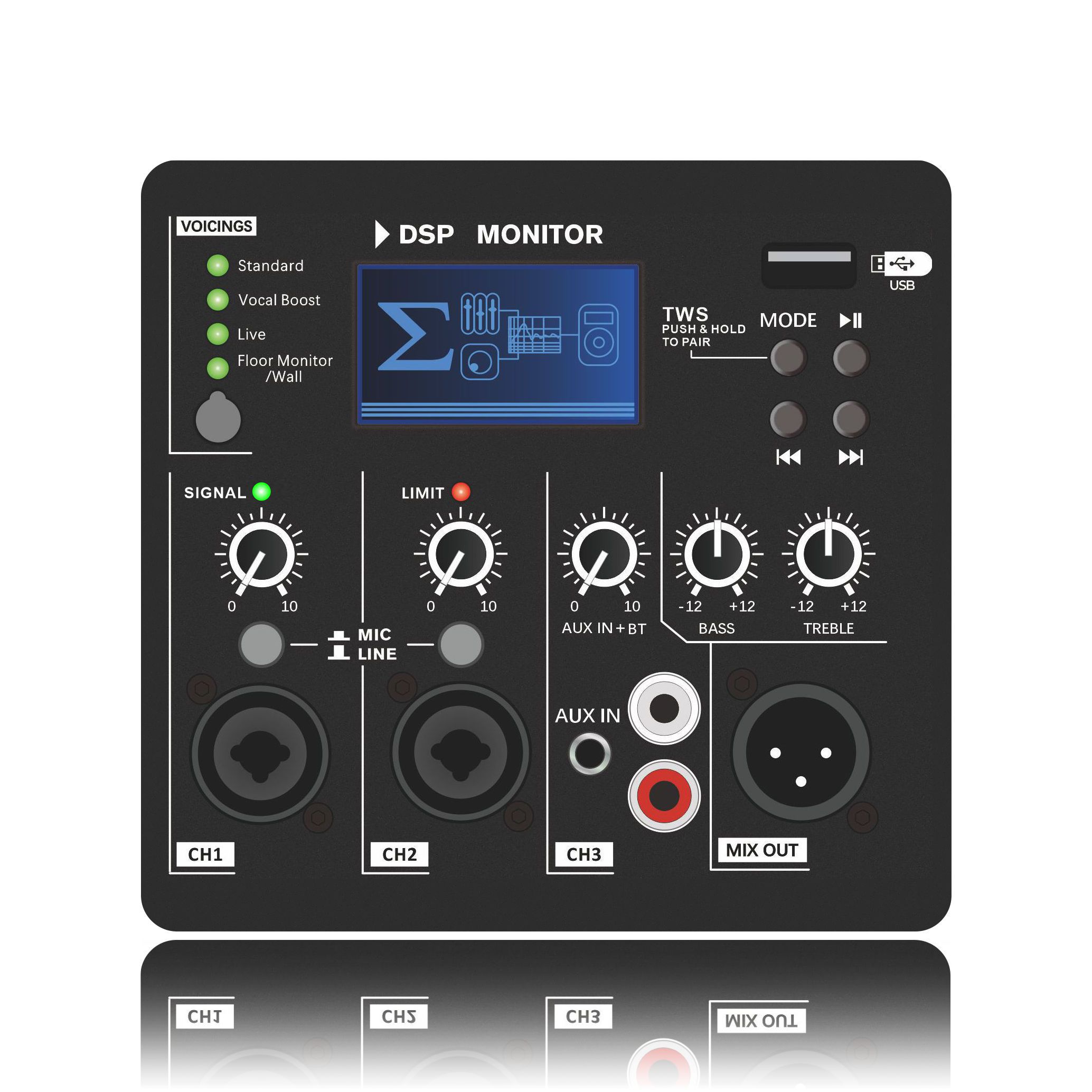تقویت کننده بلندگوی فعال دو طرفه DSP1807