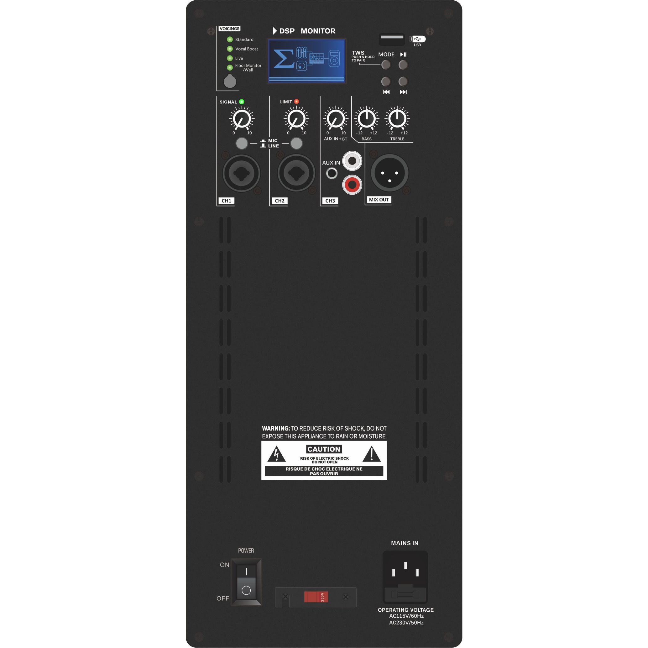 تقویت کننده بلندگوی فعال دو طرفه DSP1807