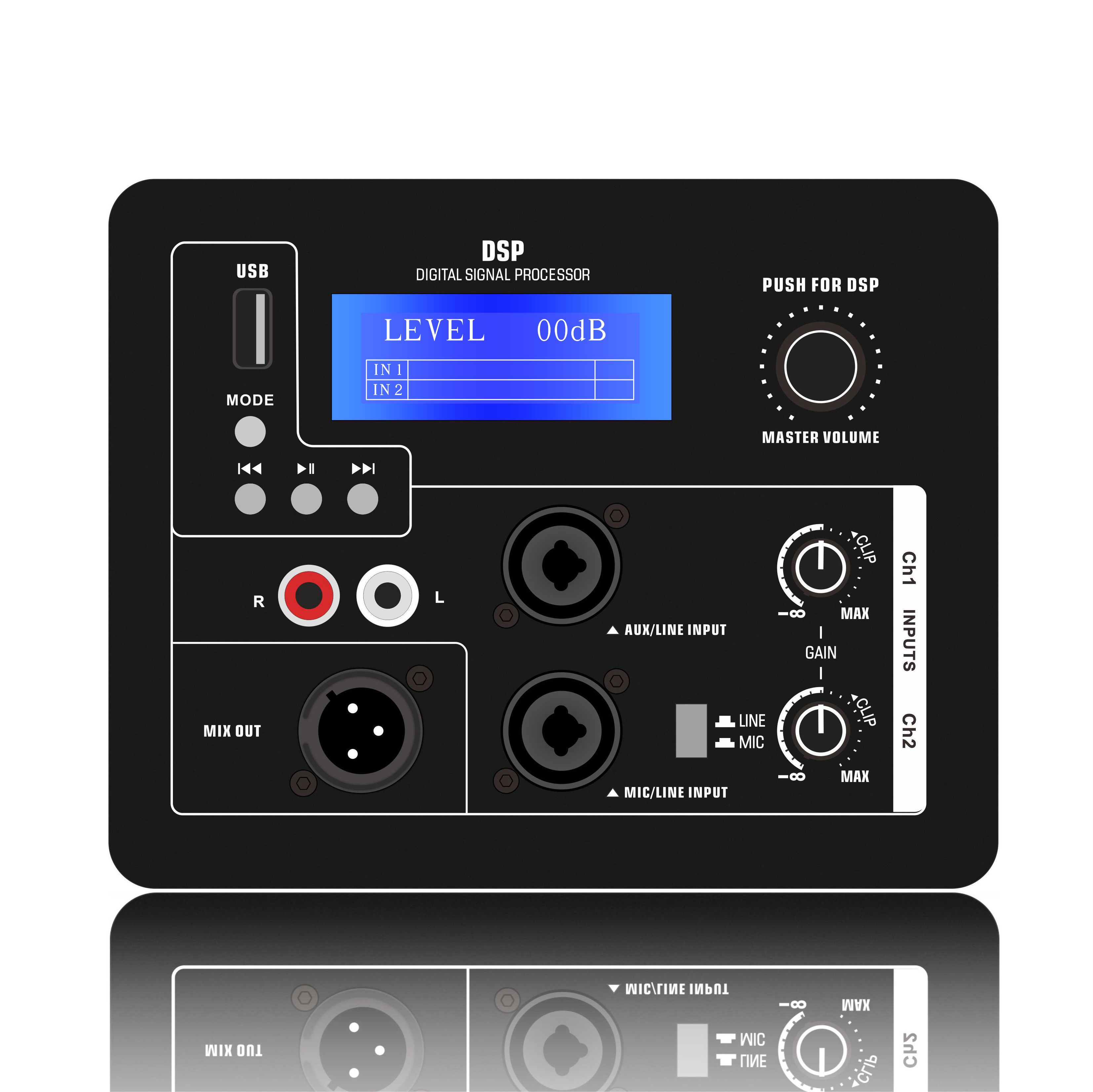 DSP1906: پخش کننده MP3 U Disk و ماژول عملکردی DSP مبتنی بر LCD DSP کنترل یکپارچه ADAU1701