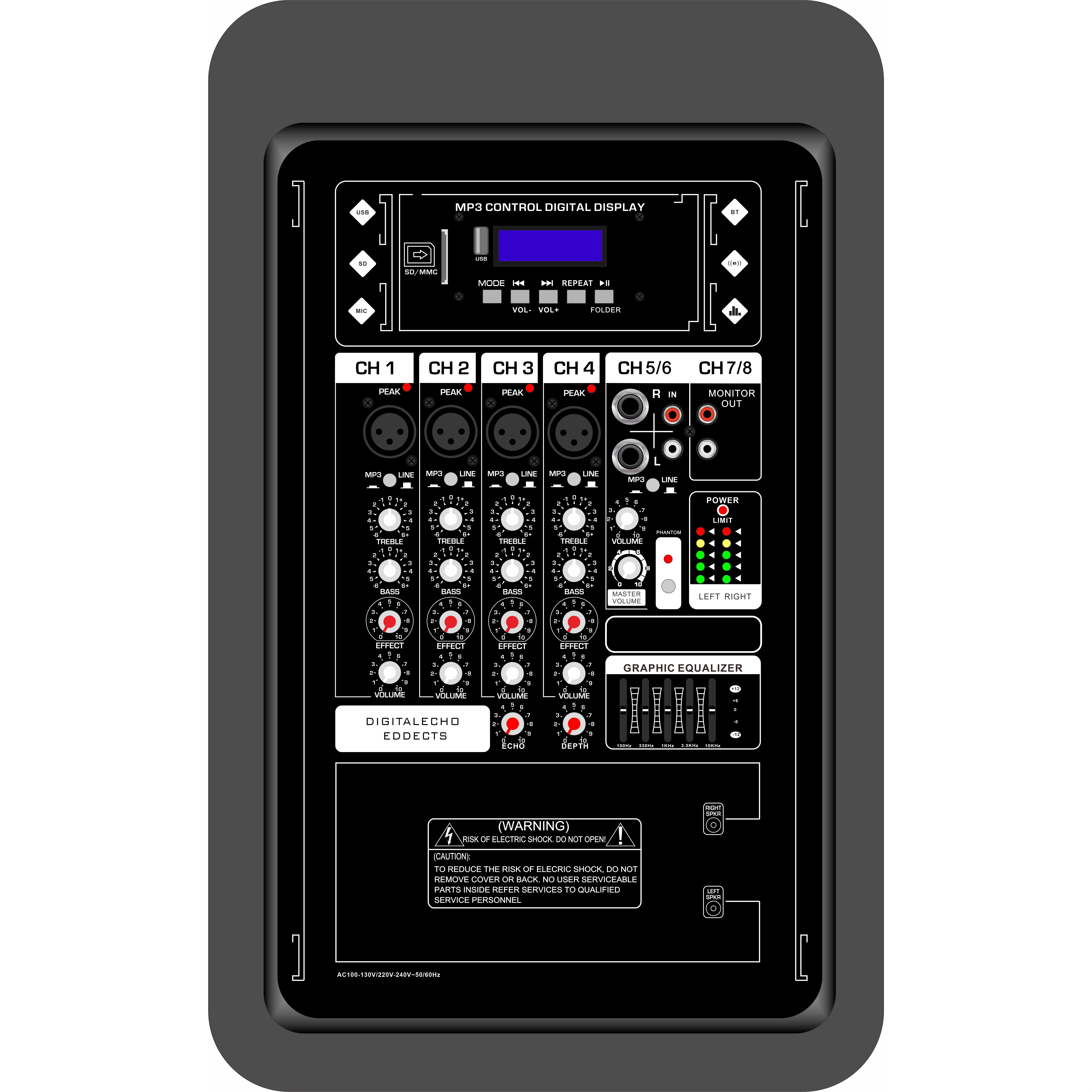 آمپلی فایر میکسر دو طرفه 10 اینچی جمع و جور EON210A