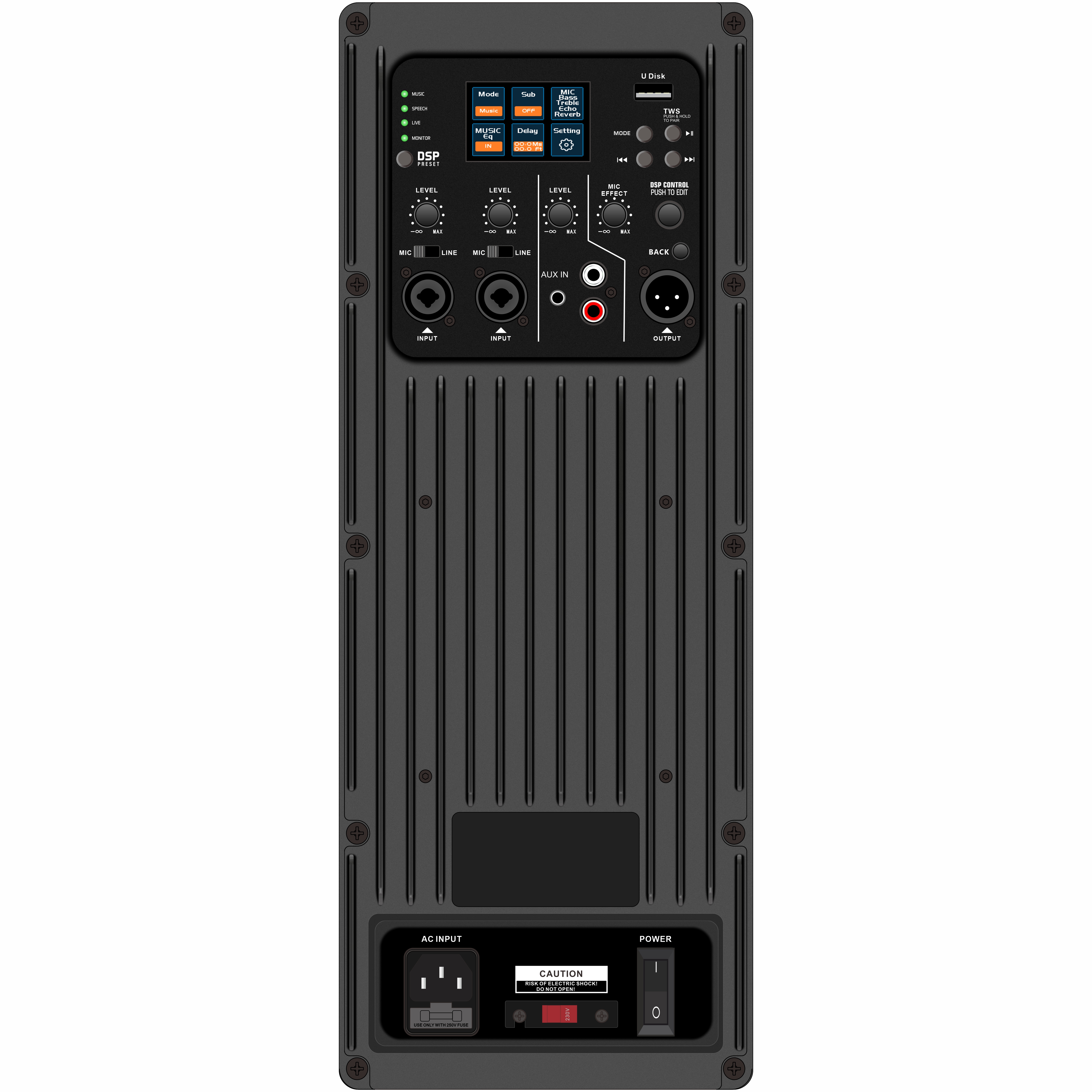 DSP2507 تقویت کننده بلندگو فعال DSP صفحه رنگی با برد کامل